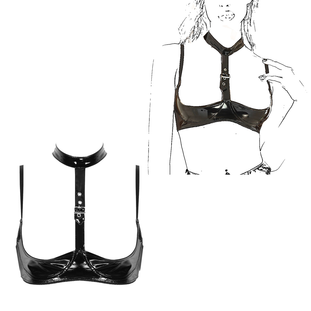 สตรีสิทธิบัตรหนังชุดชั้นในชุดส - Bralette Triangle Set บทวิจารณ์และราคา