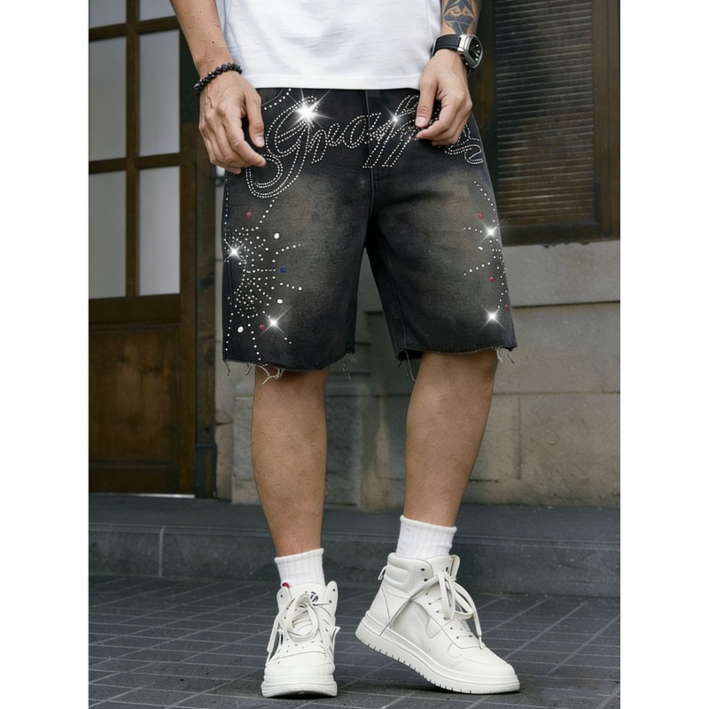 กางเกงยีนส์ขาสั้นผู้ชายสไตล์อเ - Shorts Denim Frayed บทวิจารณ์และราคา