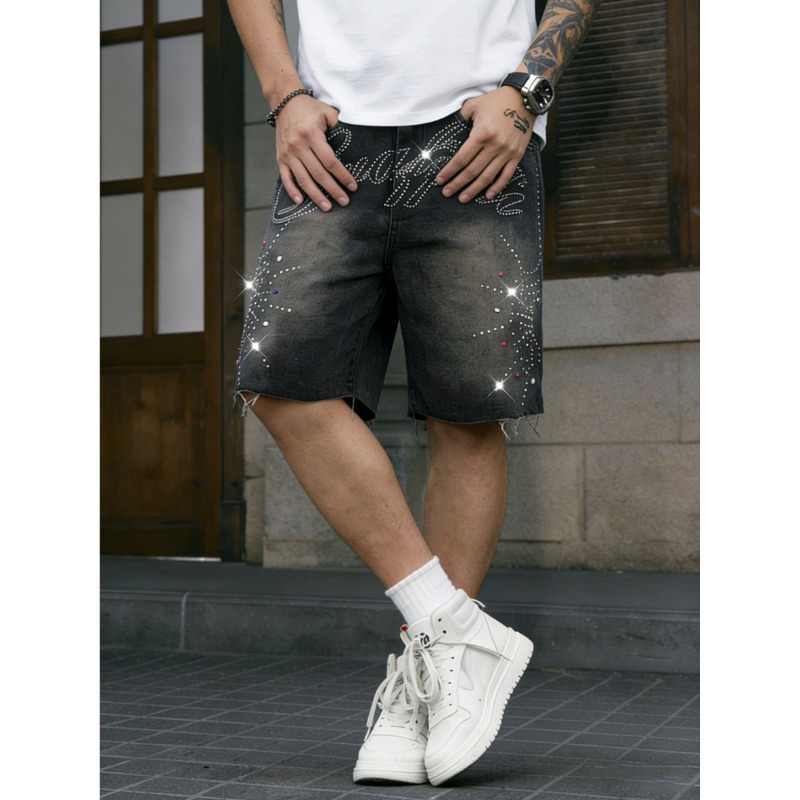 กางเกงยีนส์ขาสั้นผู้ชายสไตล์อเ - Shorts Denim Frayed บทวิจารณ์และราคา