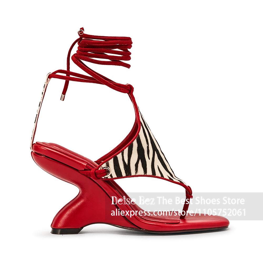 รองเท้าส้นสูงแบบผูกเชือก ลายม้ - Sandal Strappy Heeled บทวิจารณ์และราคา