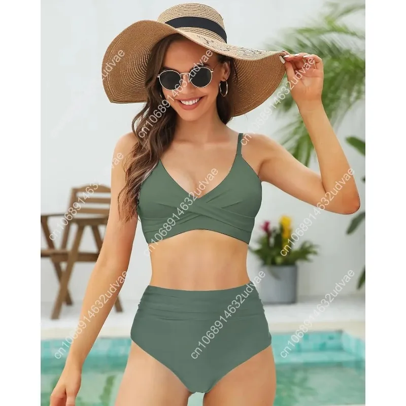 ชุดบิกินี่เอวสูงสำหรับผู้หญิง  - Swimsuit Bikini Ruched บทวิจารณ์และราคา