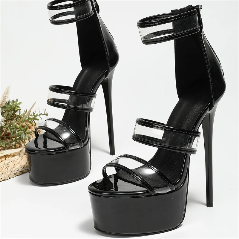 รองเท้าส้นสูงแบบแพลตฟอร์มสีดำเ - Sandal Strappy Heeled บทวิจารณ์และราคา