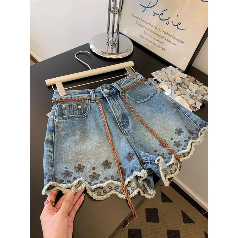กางเกงยีนส์ขาสั้นสไตล์วินเทจ ร - Shorts Denim Frayed บทวิจารณ์และราคา